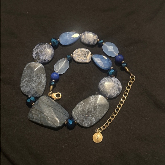 ROX By Alexa Chunky Blue Gemstone Statement Necklace - Picture 3 of 6